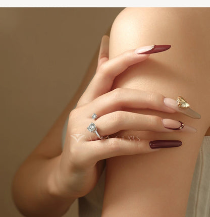 Two Stone Round Cut Moissanite Ring for Women 100% S925 Silver Personalized Open Rings Daily Wear Korean Style Jewelry
