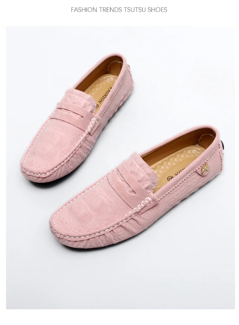 2025 Novos Sapatos Gorro Feitos à Mão Masculinos de Luxo Leve Estampa Crocodilo Tendência Mais Fácil de Combinar Slip-On Loafers Preguiçosos Sapatos da Moda para Dirigir Masculinos e Femininos