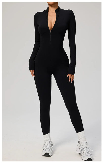 Zipper Jumpsuit Women Quick Dry Clothing Sportswear Woman Gym Yoga Sport Sets Spandex Nylon Workout Sets Women Tracksuit