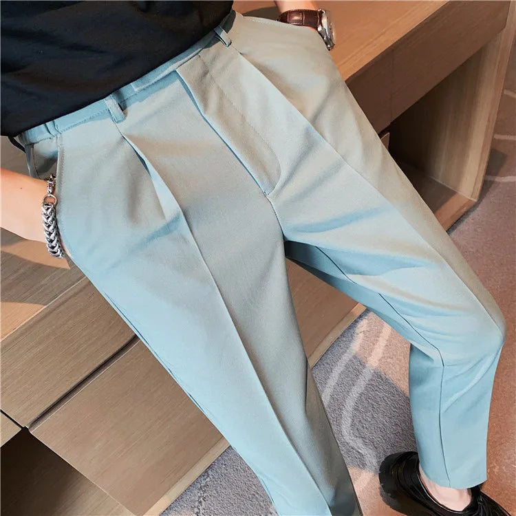 Men Slim British Style Suits Pants Business Casual Trousers Male Solid Fit Trousers High Quality Man Formal Wear Suit Pants 36