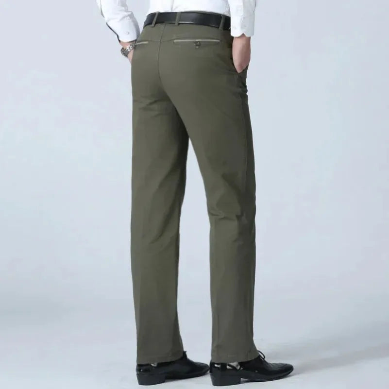 Men's Summer Thin Casual Suit Pants Autumn Thick 100% Cotton Stretch Classic Business Fashion Trousers Male Brand Clothes GOZBKF