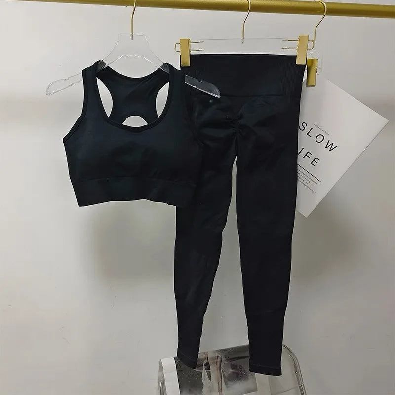 Sexy Back Design Fitness Bra for Women Pilates Shock-Proof Running  Training Tight Sports Pants Yoga Outfit Set
