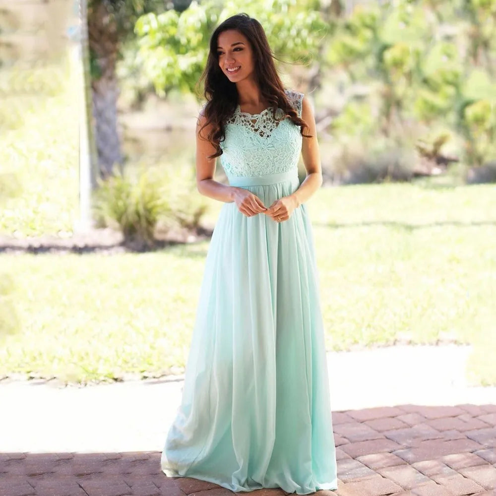 Mint Green Bridesmaid Dresses for Women Long Wedding Party Guest Evening Prom Gowns Formal Occasion A Line Chiffon Vestidos