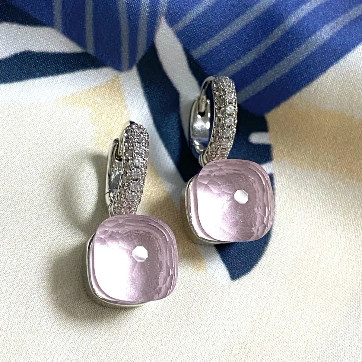 Classic Candy Color Earrings Inlay Transparent Zircon 27Colors Crystal Earrings Platinum Plated Fashion Jewelry For Women