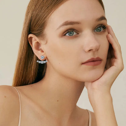 2 in 1 Full D Color Moissanite Stud Earrings for Women S925 Silver 4.6cttw All Diamond Earring Pierced Ear Fine Jewelry