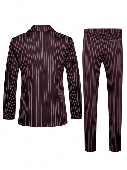 High-quality European and American Men's Clothing, Formal Suits with Stripes, Trousers for Business, Formal Dinners, Weddings
