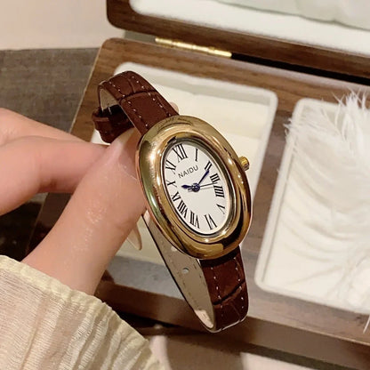 Fashion Oval Dial Women's Watch Casual Leather Band Analog Quartz Watches Female Wristwatch Dropshipping Clock Reloj De Mujer