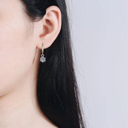 1ct 6.5mm Moissanite Droop Earrings for Women Original Wedding Chrismas Gift S925 Sterling Silver Hoop Earring Wholesale