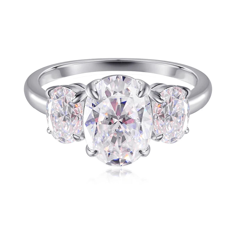 Certified 2CT 4CT Oval Cut All Moissanite Rings for Women Bride Wedding Bands Lab Diamond Gift 100% 925 Sterling Silver