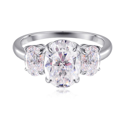 Certified 2CT 4CT Oval Cut All Moissanite Rings for Women Bride Wedding Bands Lab Diamond Gift 100% 925 Sterling Silver