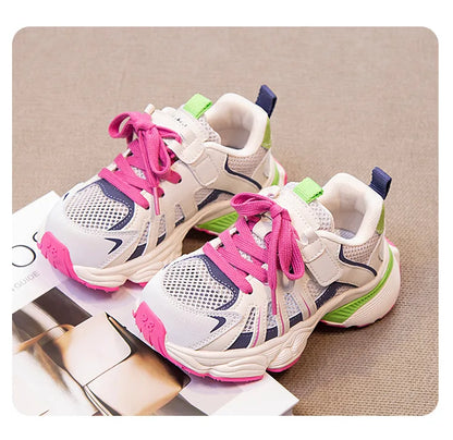 Spring and Autumn Children Sports Shoes Unisex Kids Sneakers Mesh Upper Breathable Basketball Shoes Tennis Casual Flats Footwear