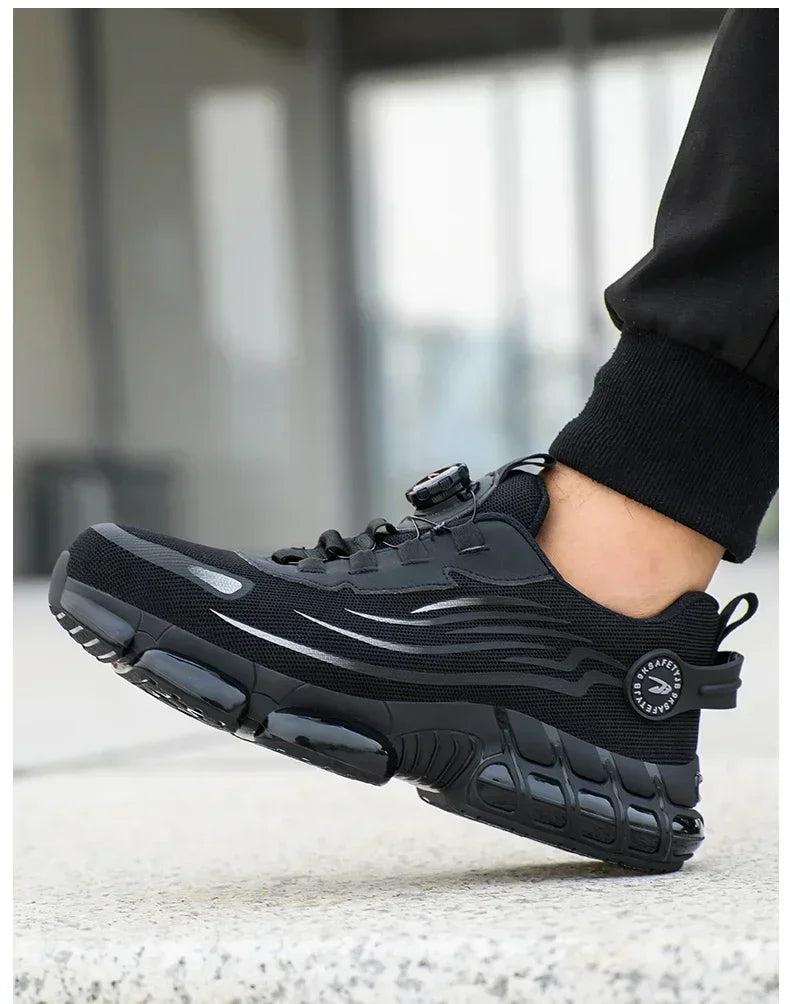 Men's Safety Work Shoes Anti-smash Anti-puncture Rotating Button Fashion Sport Boots Protective Security Men's Footwear