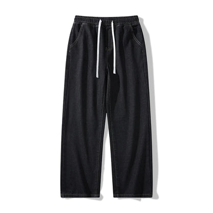 Calça Jeans Masculina Primavera Outono Tendência High Street Reta Perna Larga Roupas Masculinas Calça Jeans Corte Reto