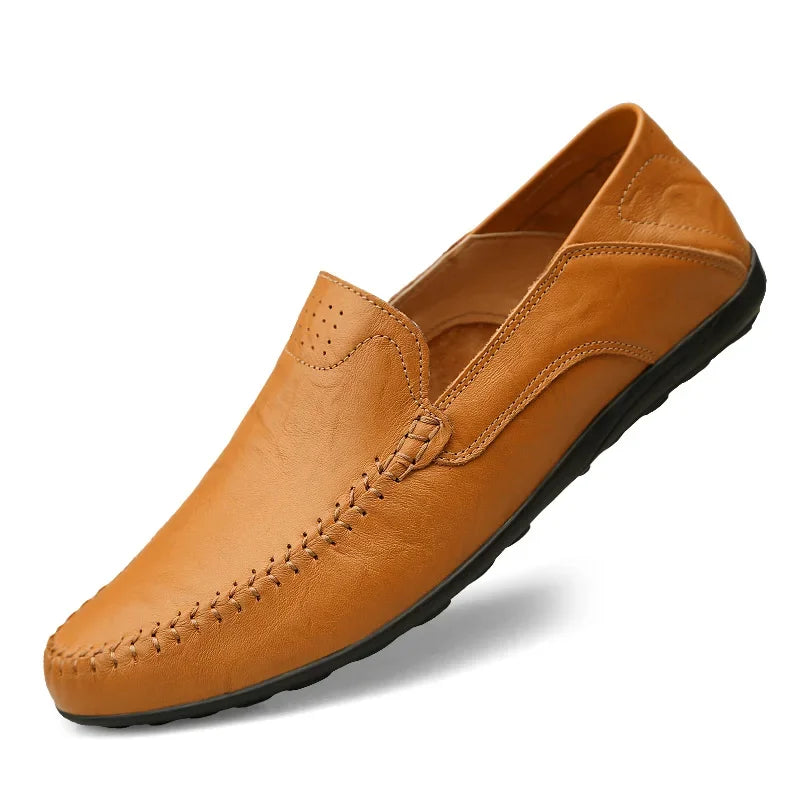 Genuine Leather Men Casual Shoes Luxury Brand Designer Men Loafers Moccasins Breathable Slip on Male Boat Shoes Plus Size 37-47