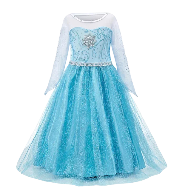 Frozen Snow Queen Elsa Anna Girls Cosplay Mesh Princess Dress Kids Halloween Carnival Party Birthday Frock Ball Vestidos