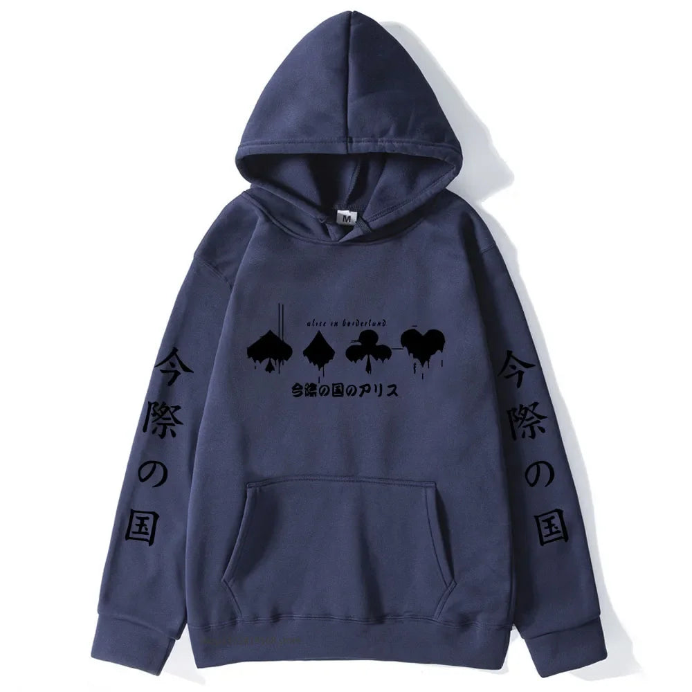 Hoodies Men Cartoon Cards Sweatshirt Harajuku Graphic Streetwear Women Anime Tops Men Clothing Y2k Sudaderas