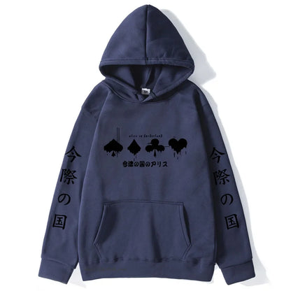 Hoodies Men Cartoon Cards Sweatshirt Harajuku Graphic Streetwear Women Anime Tops Men Clothing Y2k Sudaderas