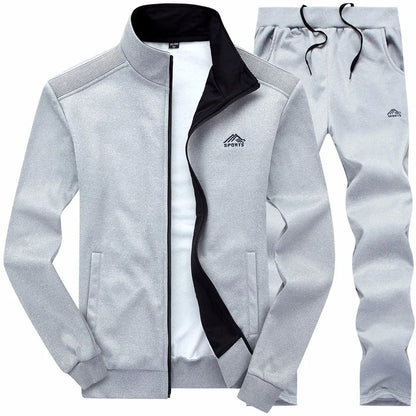 New Men Sets Fashion Sporting Suit Warm Embroidery Zipper Sweatshirt +Sweatpants Men Clothing 2 Pieces Sets Slim Tracksuit 2025