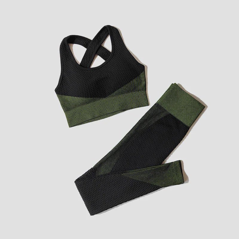 2/3Pcs Women Yoga Suit Seamless Knitted Yoga Pants Leggings Clothing Zipper Long Sleeve Crop Top Fitness Wear Sportswear Gym Set