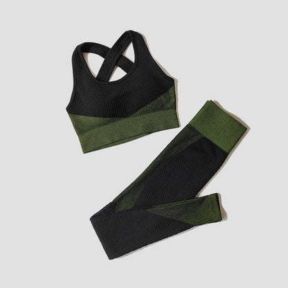 2/3Pcs Women Yoga Suit Seamless Knitted Yoga Pants Leggings Clothing Zipper Long Sleeve Crop Top Fitness Wear Sportswear Gym Set