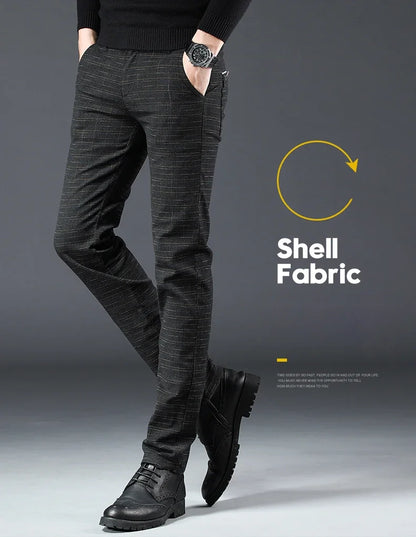 Spring Autumn New Men's Plaid Pants Black Blue Business Casual Formal Fashion Korean Classic Male Clothes Straight Trousers