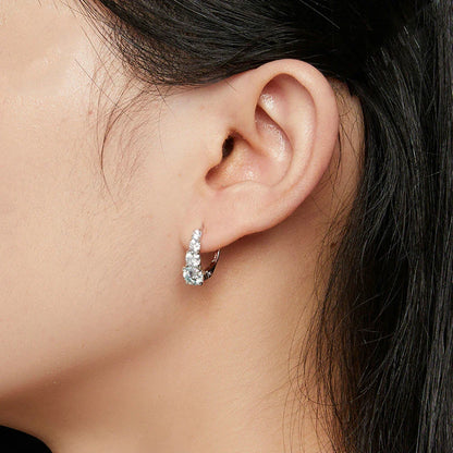 1.92ct 8 Stones D Color Moissanite Hoop Earrings For Women Anniversary Gift S925 Sterling Silver Stud Ear Fine Jewelry