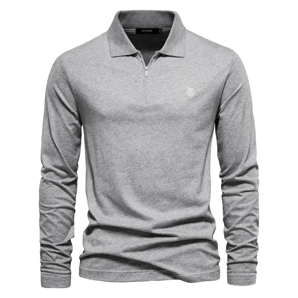 Brand Long Sleeve Men's Polo Shirts 100% Cotton Solid Color Casual Polo Shirts for Men New Sping Autumn Basic Polos Men
