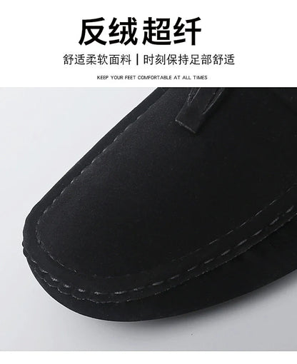 2025 New Beanie Shoes Men's Tassel Frosted Soft Sole Korean Style Easiest for Match Fashion Casual Shoes British Lazy Driving Trbottomy Shoes