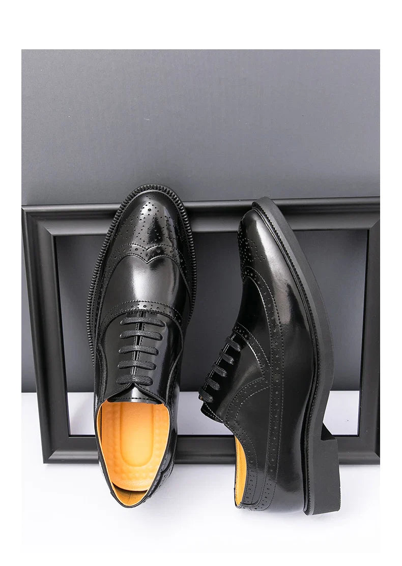 Men Suit Casual Shoes Luxury Men Brogue Dress Shoes Formal Business Leather Shoes Men Brown Wedding Italian Banquet Shoe Size 46