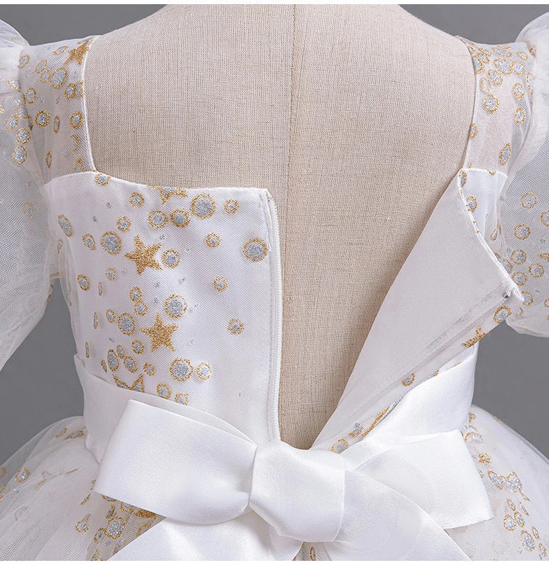 Girls' Flower Wedding Dress Long Sleeveless Summer Princess Rainbow Host Gift Performance Program