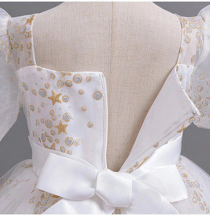 Girls' Flower Wedding Dress Long Sleeveless Summer Princess Rainbow Host Gift Performance Program