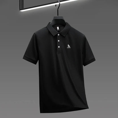 New Men's High End Brand Lape Short Sleeved Polo Shirt Summer Fashion Letter Print T-Shirt Casual Business Office Men's Clothing