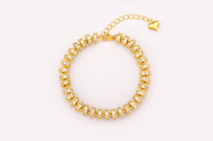 Fashion Gold Plated Chain Bead Bracelet for Women Colorful Crystal Zircon Heart Shape Charm Wedding Party Jewelry Gifts