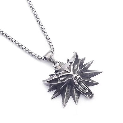 Vintage Punk Wolf Head Pendant Necklace For Men Punk Hip Hop Jewelry Geralt of Rivia Slavic Viking Necklace Dropshipping