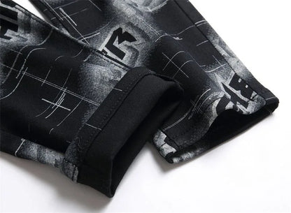 Spring and Autumn Fashion Trend Printed Straight-Leg Stretch Denim Jeans For Men Comfortable Casual Sports High-Quality Jeans