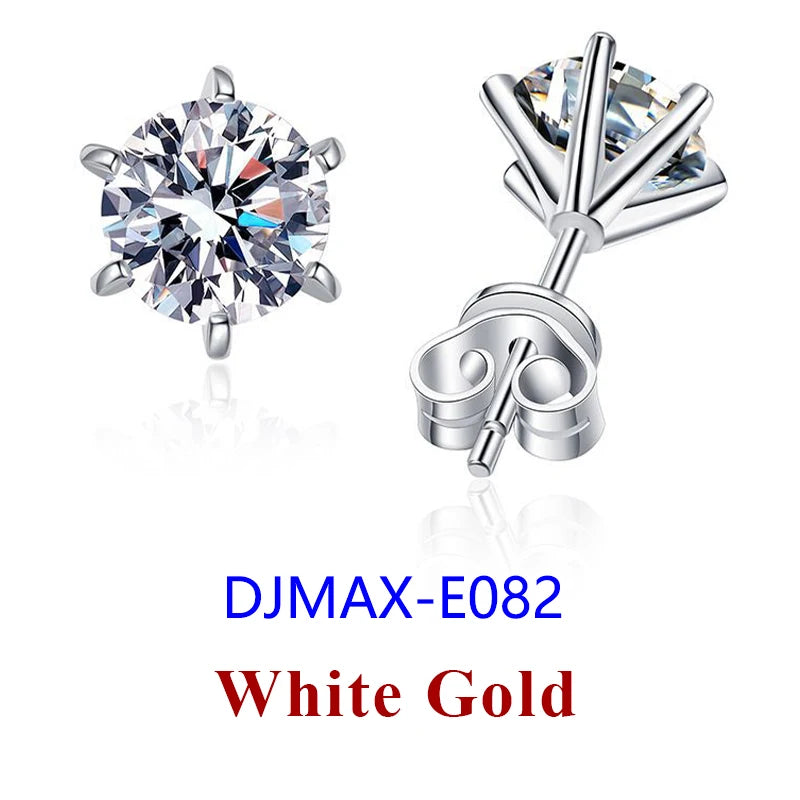 0.5-2ct Moissanite Diamond Stud Earrings for Women Original 925 Sterling Silver Lady's Moissanite Earring New 2026