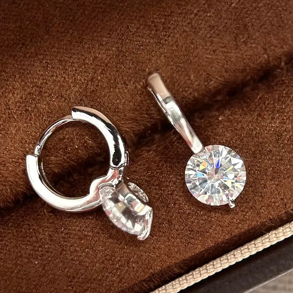GRA Cerfied 2carat Moissanite Hoop Earrings for Women 925 Sterling Silver 8mm Sparkling Lab Diamond Huggies Earring Fine Jewelry