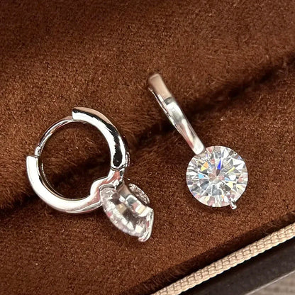 GRA Cerfied 2carat Moissanite Hoop Earrings for Women 925 Sterling Silver 8mm Sparkling Lab Diamond Huggies Earring Fine Jewelry
