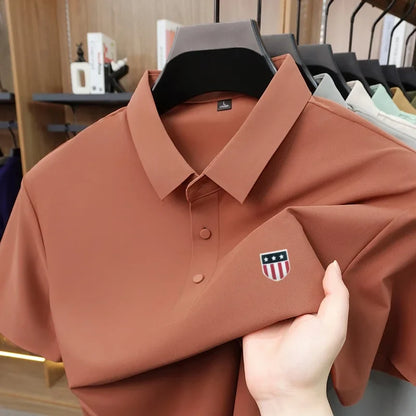 New Polo Shirt For Man Summer Short Sleeves Lapel Printing Trend Brand T-Shirt Business Leisure Ventilate Versatile Men's Wear