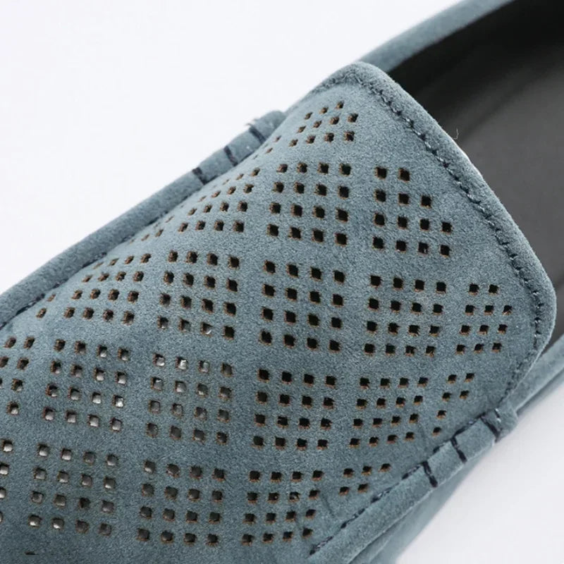 Summer Suede Men Casual Shoes Outdoor Breathable Lightweight Leather Mens Walking Shoes Anti Slip Lightweight Driving Shoes