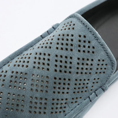 Summer Suede Men Casual Shoes Outdoor Breathable Lightweight Leather Mens Walking Shoes Anti Slip Lightweight Driving Shoes