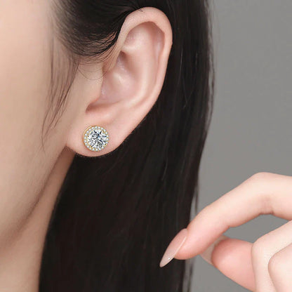 0.5ct 1ct 2ct Moissanite Stud Earrings For Women Party Bridal S925 Sterling Silver with Gold Plated Lab Diamond Earring