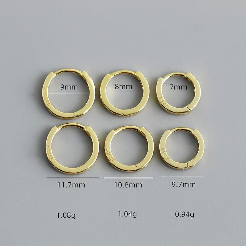 925 Sterling Silver Simple Stripes Shiny Zircon Huggies Hoops Earrings for Women Fashion Unisex Punk Jewelry Ear Buckle