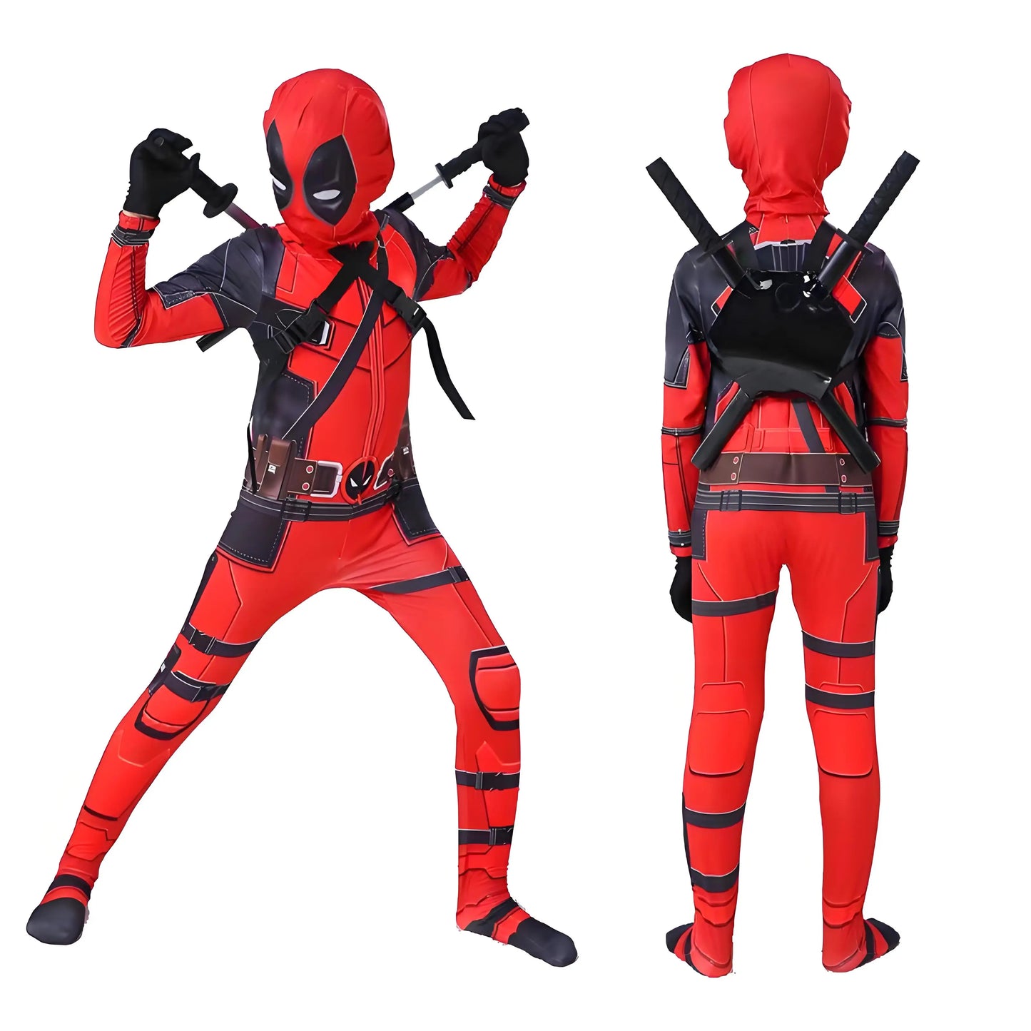 PU Sword Won‘t Break High Quality Deadpool Costume Kid Halloween Cosplay Costume Deadpool Suit Jumpsuit Deadpool Child Costume