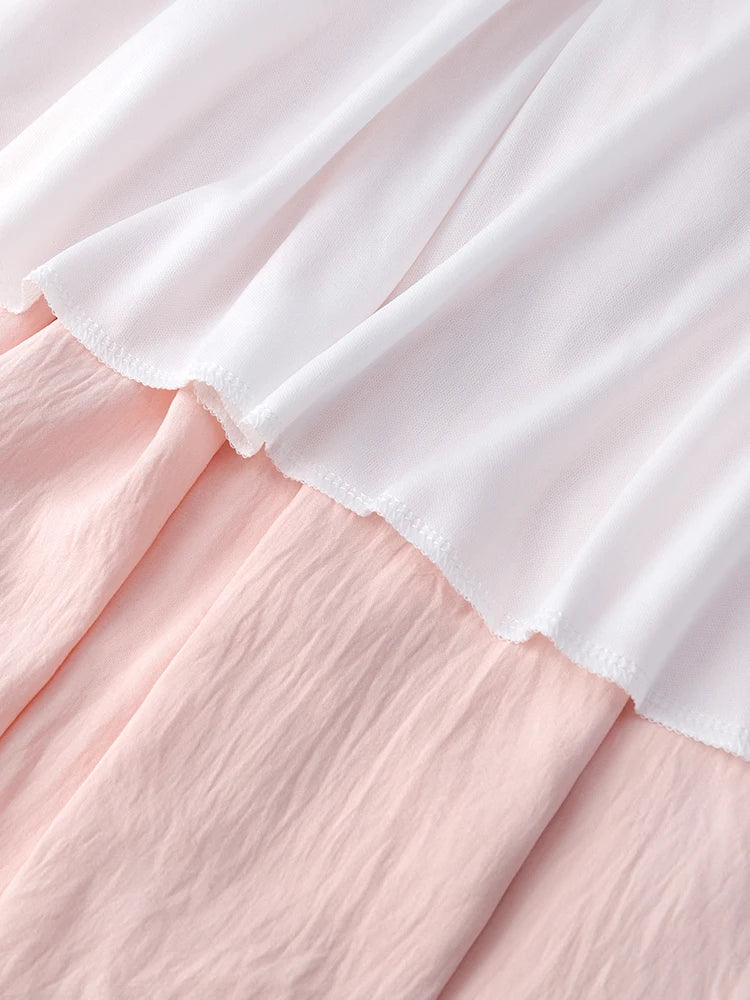 Women's Summer Effortless Chic Midi Skirt - Korean Flowy Big Hem Voluminous Ruffle Cake Skirt