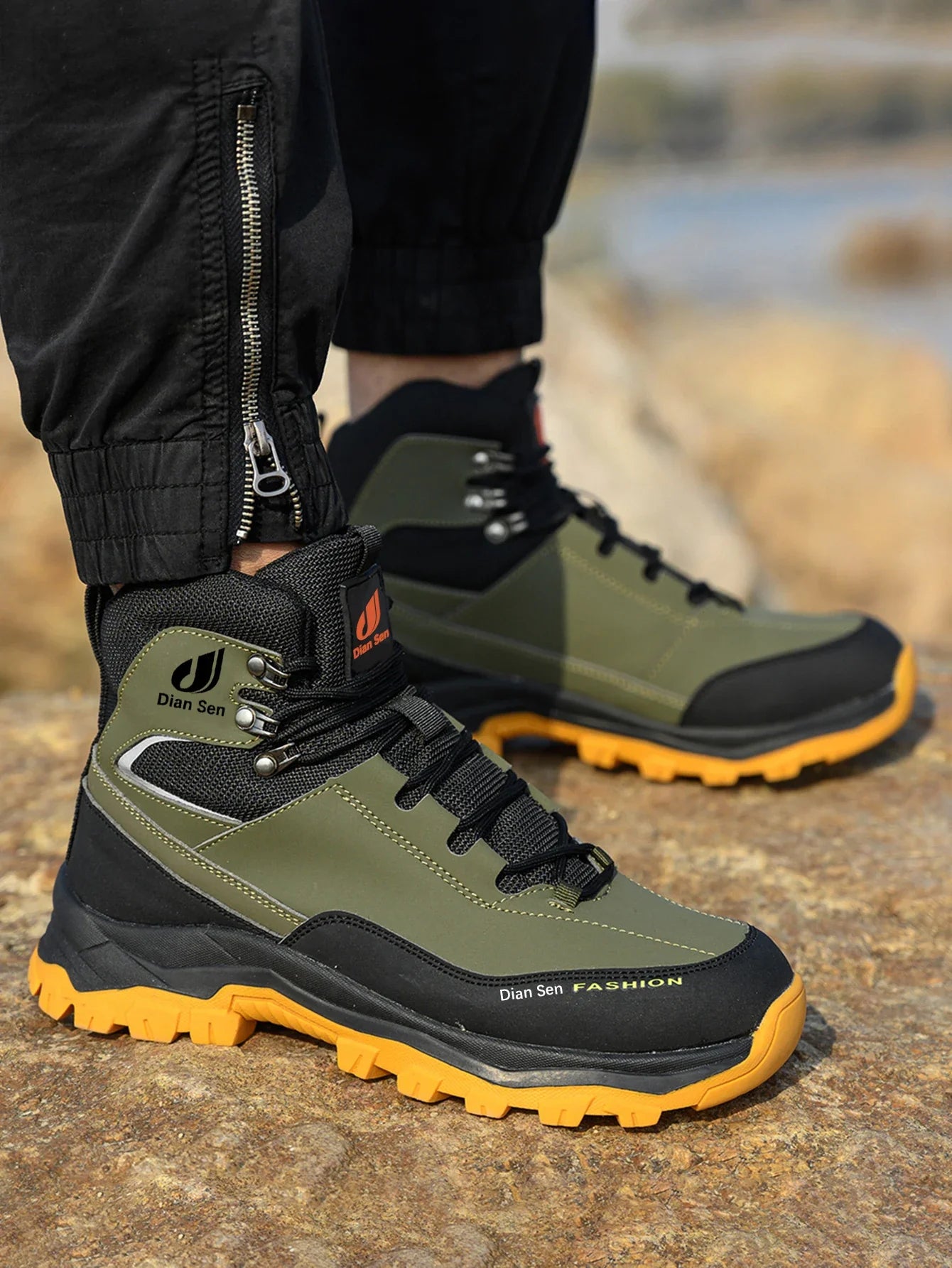Men Work Boots Puncture-Proof Waterproof Work Shoes Steel Toe Safety Boots Industrial Indestructible Boots Side Leather Shoes