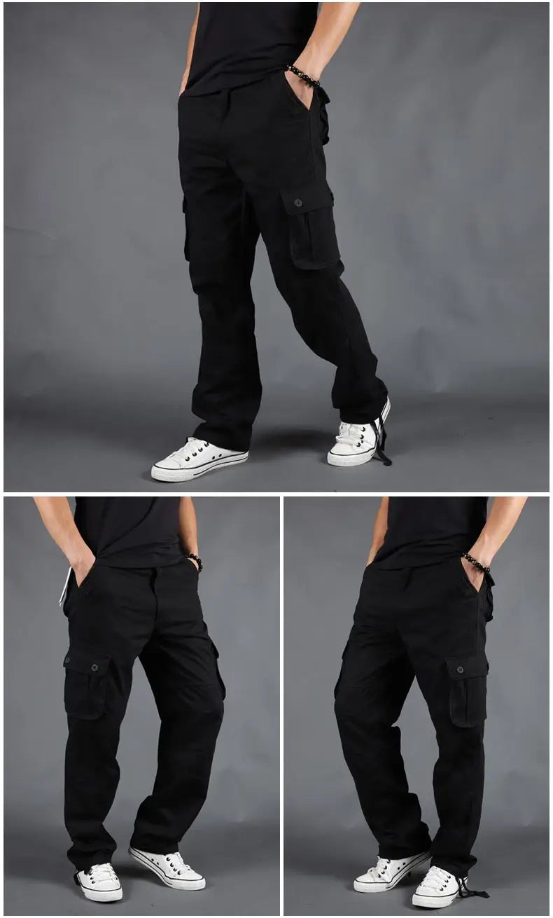 Men's Pants Large Size Multi-pocket Loose Overalls Outdoor Sports Training Jogging Casual Pants Loose And Comfortable