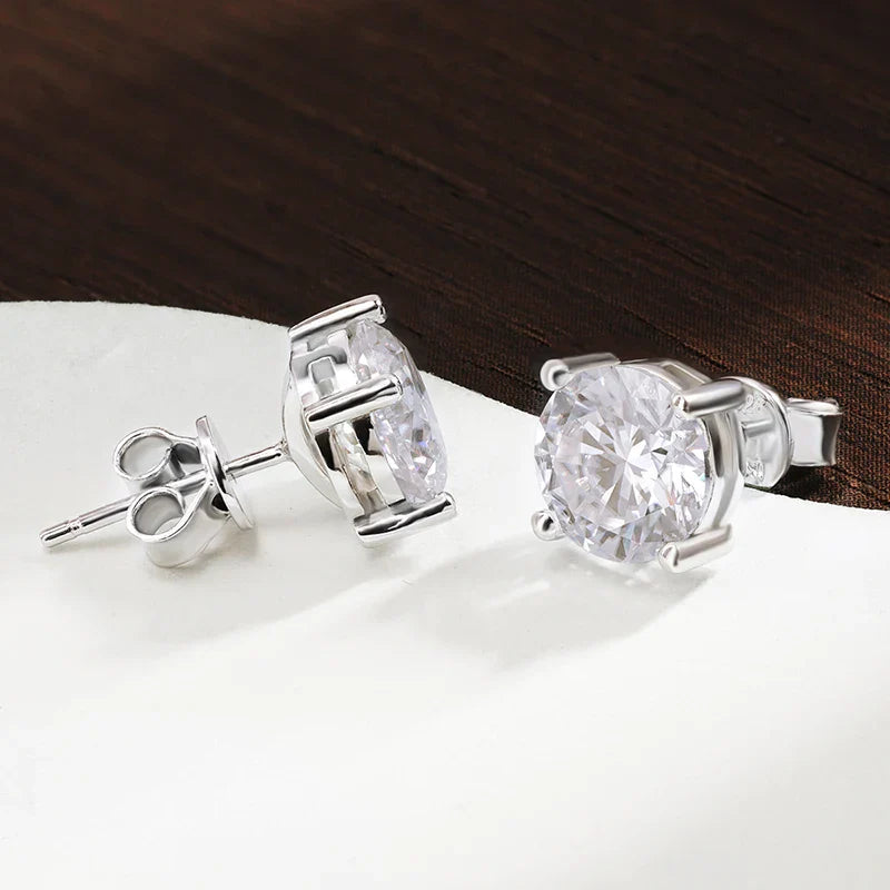 D VVS1 Round Moissanite Earring s925 Sterling Sliver Plated with 18k Gold Earrings for Women Wedding Fine Jewelry Gift