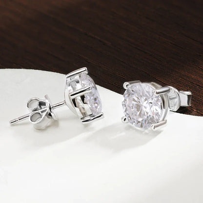 D VVS1 Round Moissanite Earring s925 Sterling Sliver Plated with 18k Gold Earrings for Women Wedding Fine Jewelry Gift