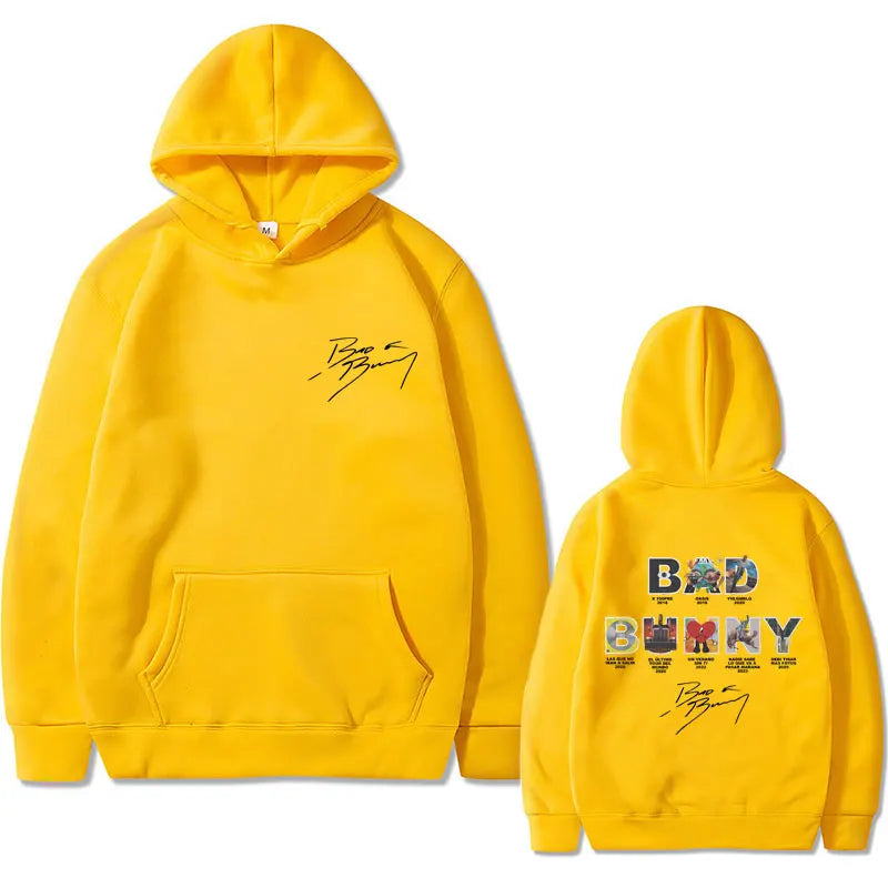 Rapper Bad Bunny Music Album Cover Graphic Hoodie Men Women Hip Hop Oversized Hooded Tracksuit Male Casual Fleece Cotton Hoodies